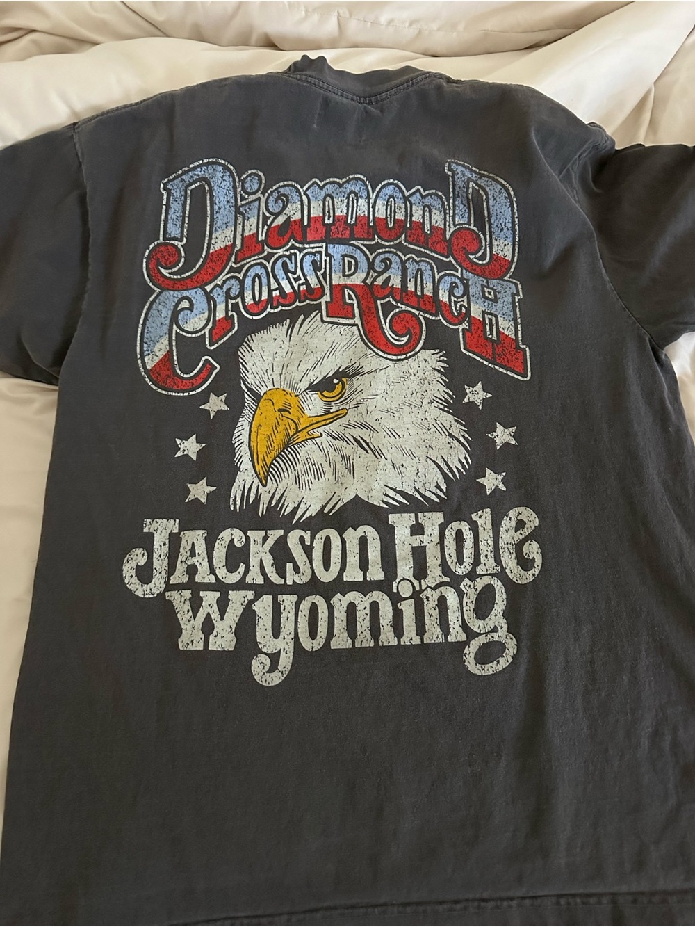 Diamond Cross Ranch Jackson Hole Wyoming Eagle Graphic Short Sleeve Tee - Black